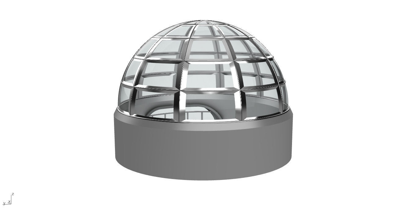 Architectural Dome Building Rectangular Divisions Structure 3D model_11
