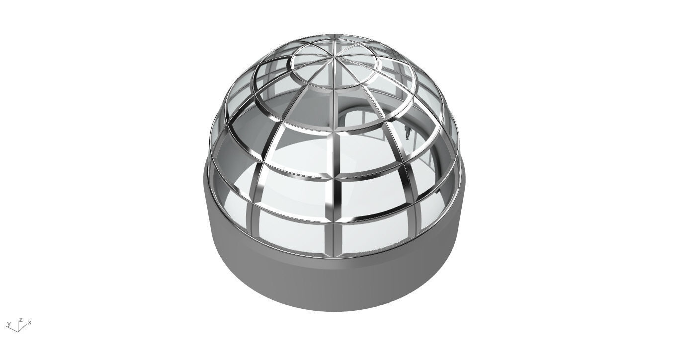 Architectural Dome Building Rectangular Divisions Structure 3D model_26