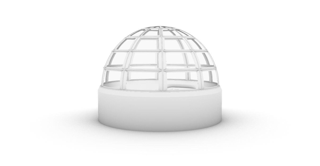 Architectural Dome Building Rectangular Divisions Structure 3D model_49