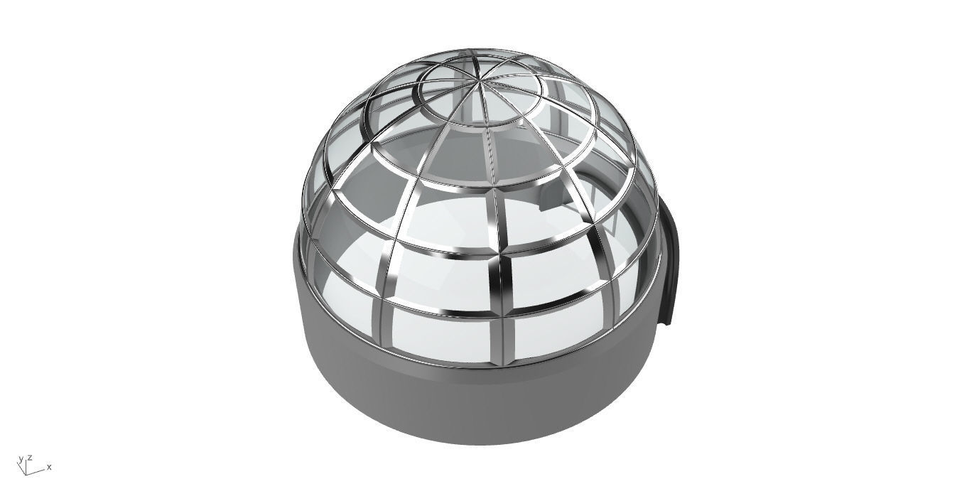 Architectural Dome Building Rectangular Divisions Structure 3D model_27