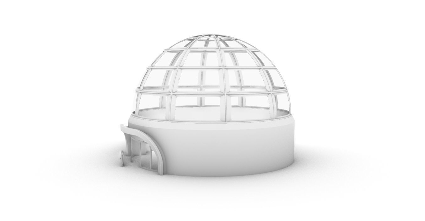 Architectural Dome Building Rectangular Divisions Structure 3D model_44