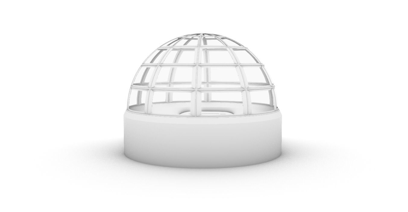 Architectural Dome Building Rectangular Divisions Structure 3D model_48
