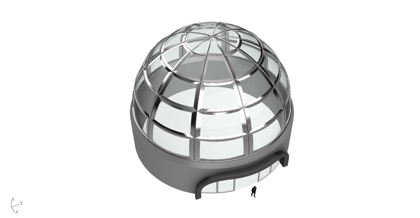 Architectural Dome Building Rectangular Divisions Structure 3D model_18