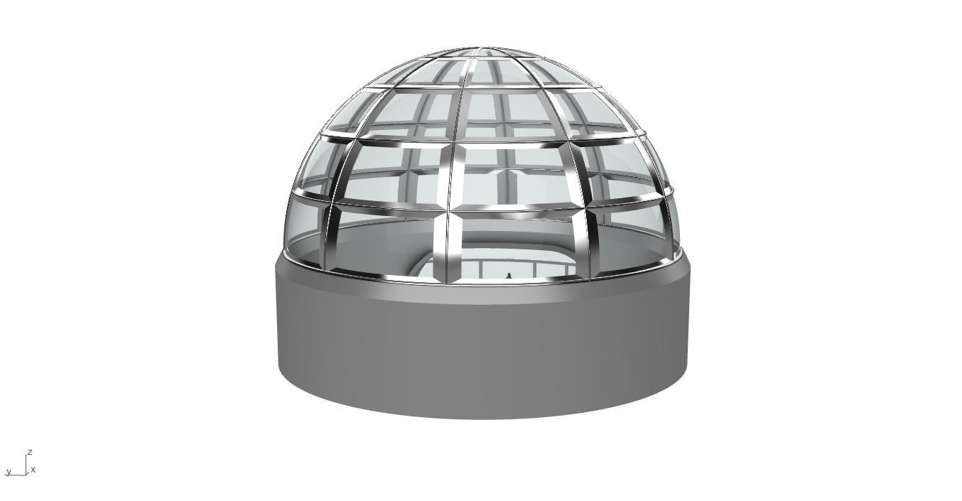 Architectural Dome Building Rectangular Divisions Structure 3D model_12