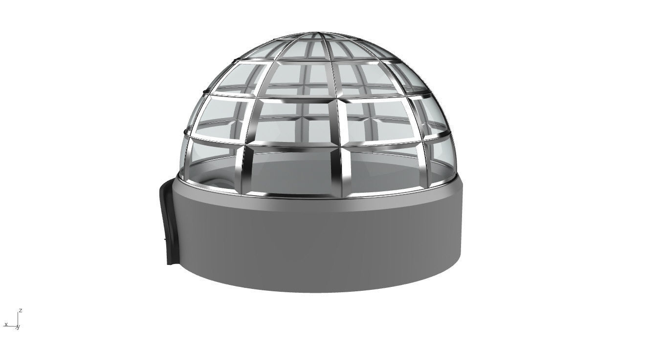 Architectural Dome Building Rectangular Divisions Structure 3D model_9