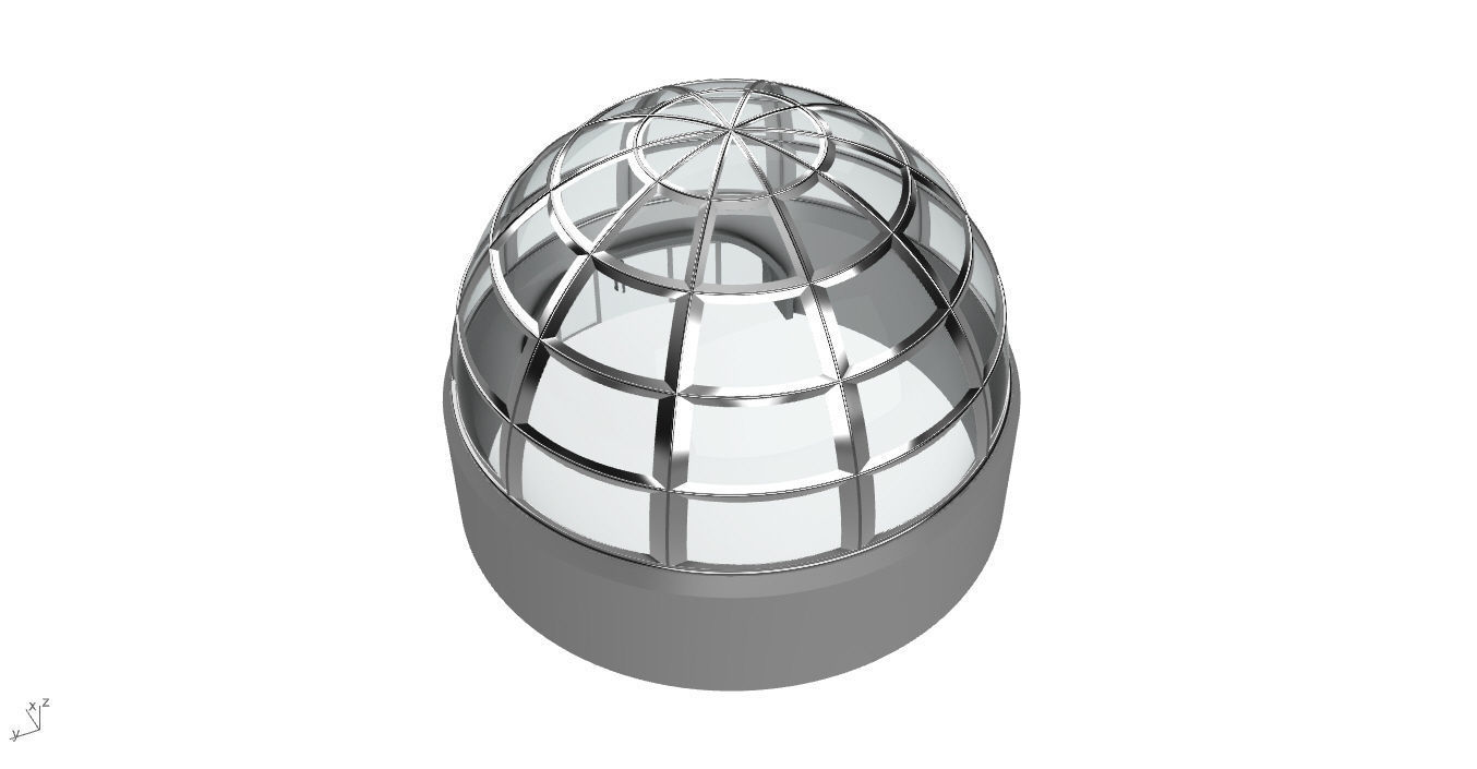Architectural Dome Building Rectangular Divisions Structure 3D model_24