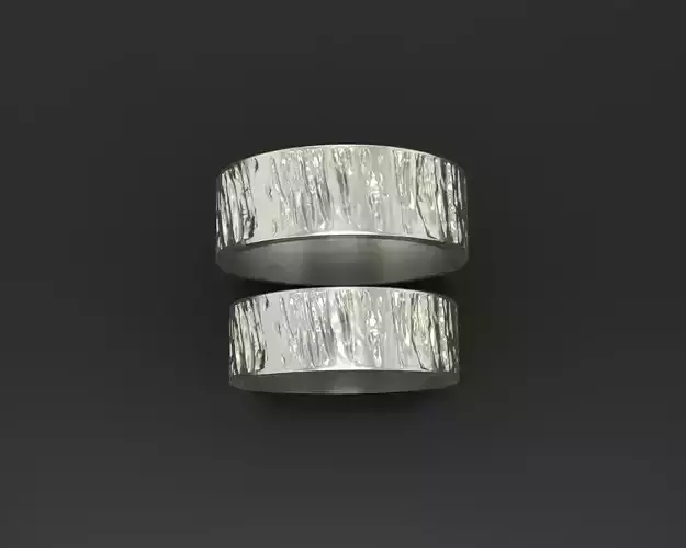 Wedding rings tree bark 3D print model