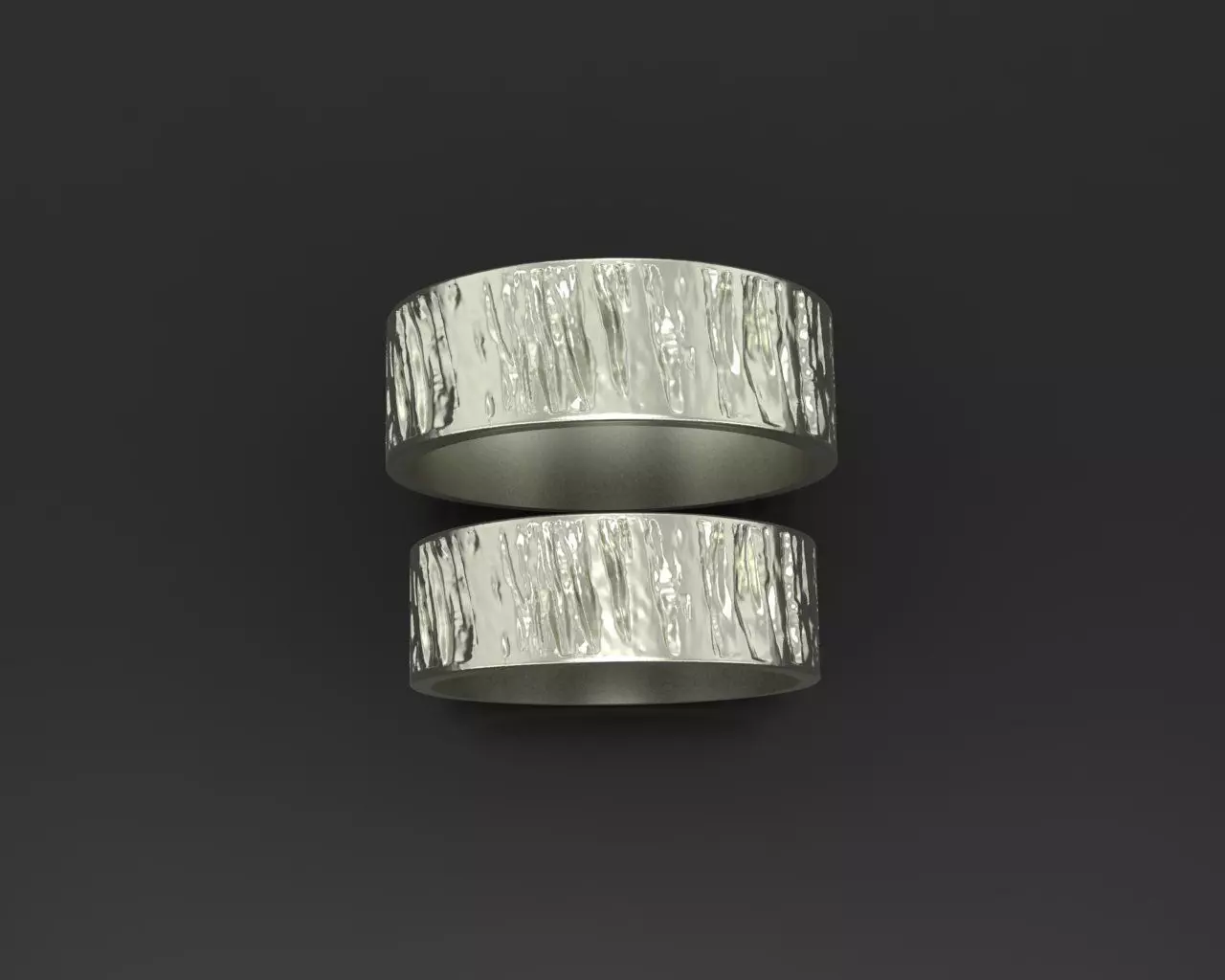 Wedding rings tree bark 3D print model