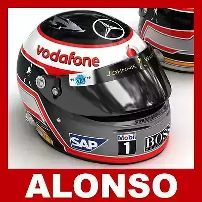 Helmet F1 2007 Fernando Alonso 3D model