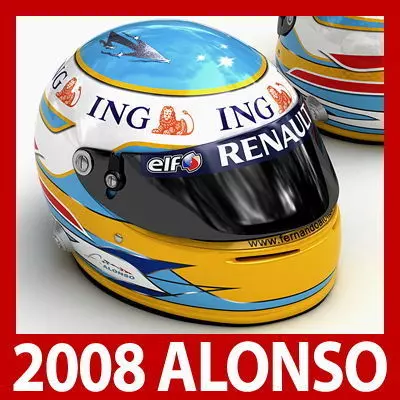 Helmet F1 2008 Fernando Alonso 3D model_0