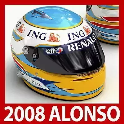 Helmet F1 2008 Fernando Alonso 3D model
