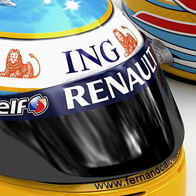 Helmet F1 2008 Fernando Alonso 3D model_2