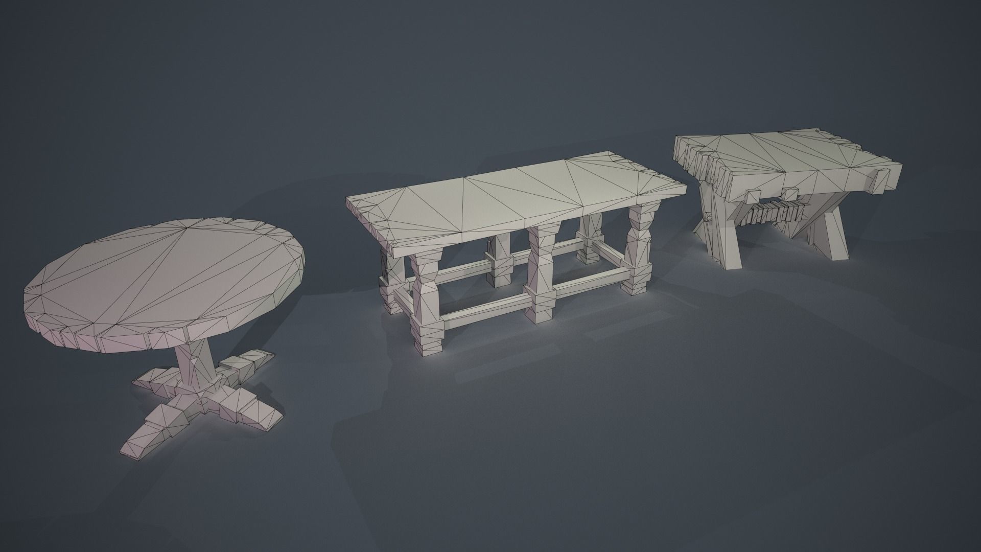 Stylized wood table Low-poly 3D model_5