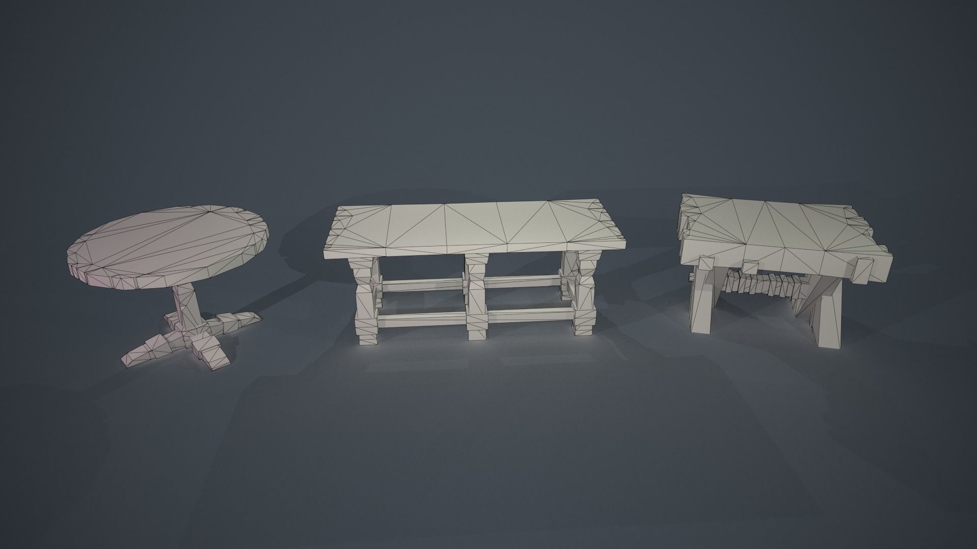 Stylized wood table Low-poly 3D model_4