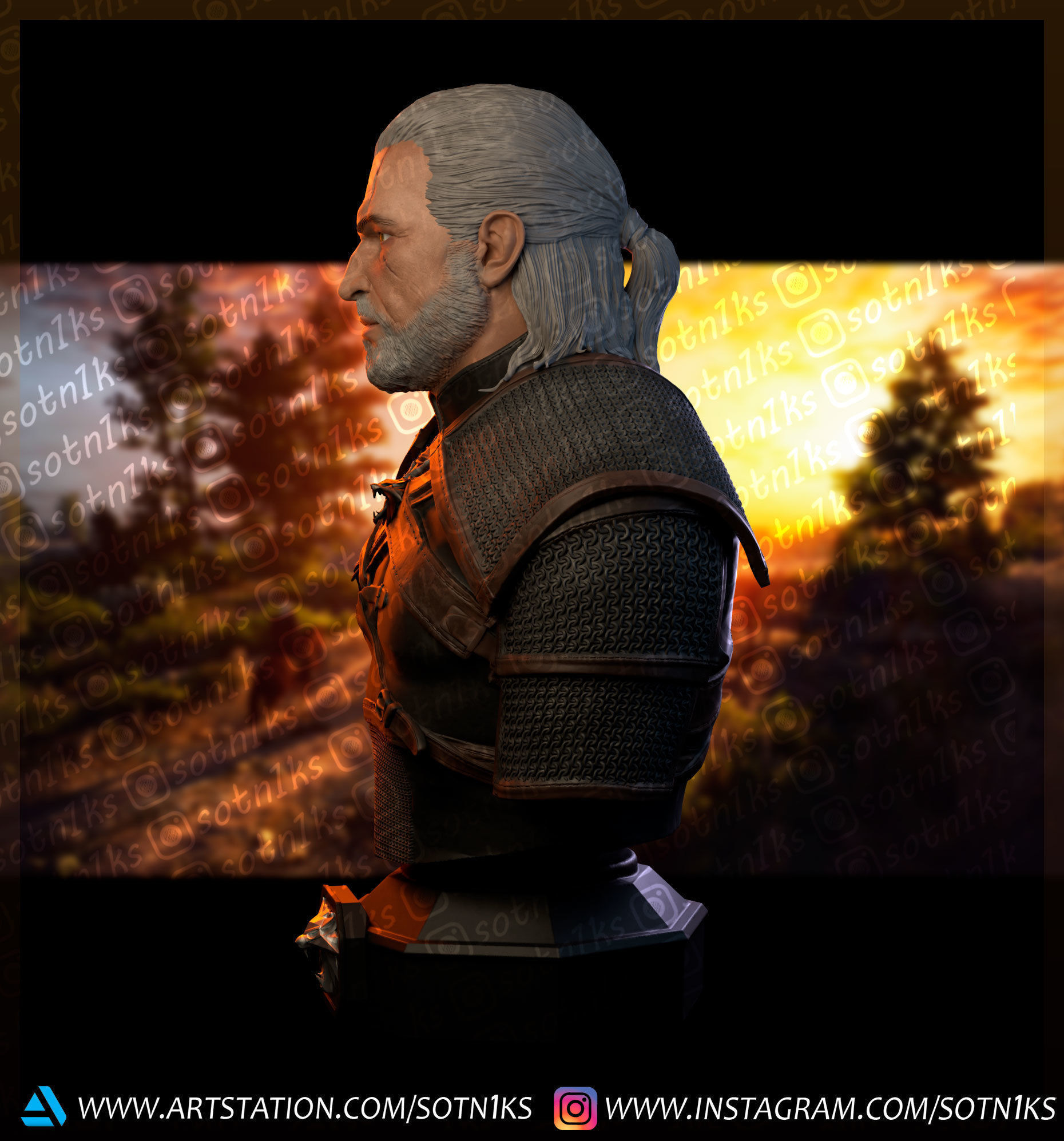 The Witcher bust 3D print model_8