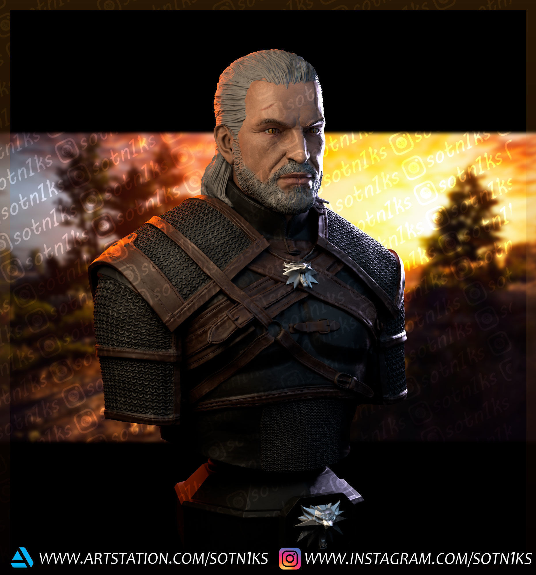 The Witcher bust 3D print model_2