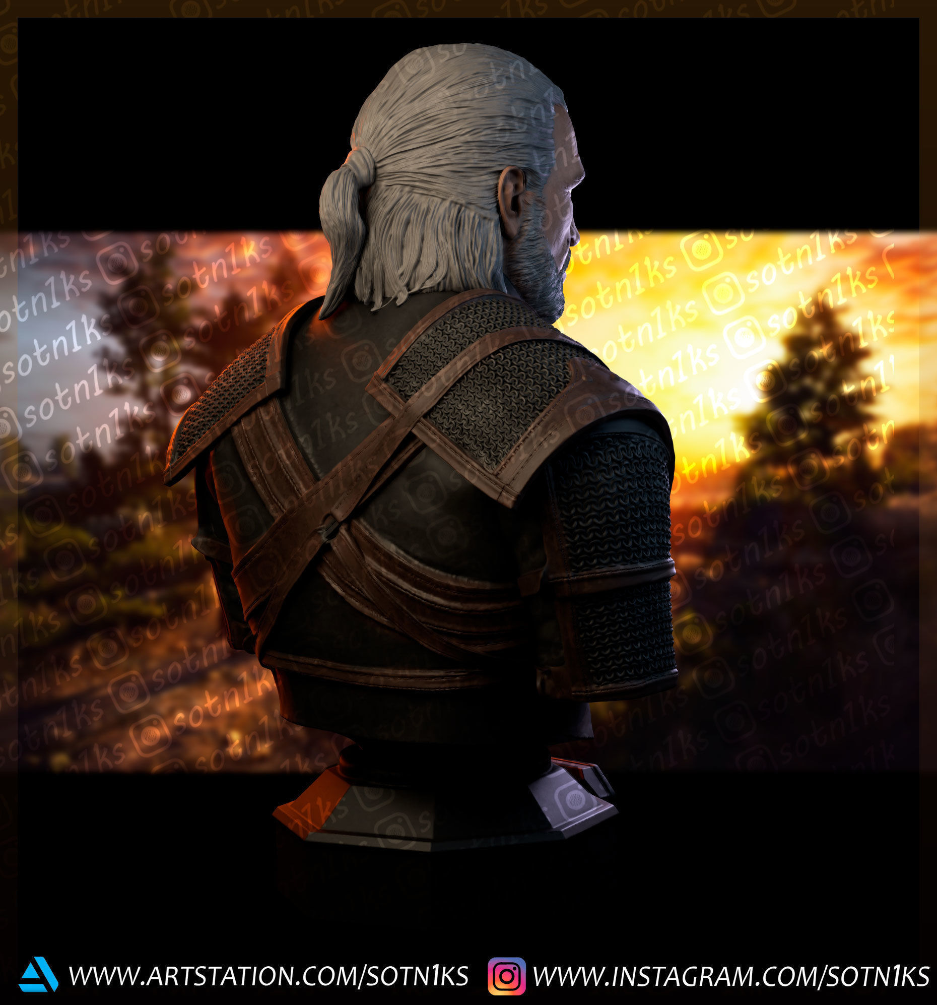 The Witcher bust 3D print model_5
