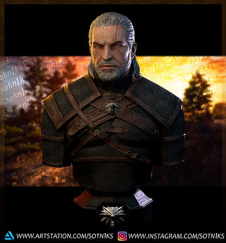 The Witcher bust 3D print model