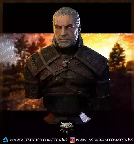 The Witcher bust 3D print model