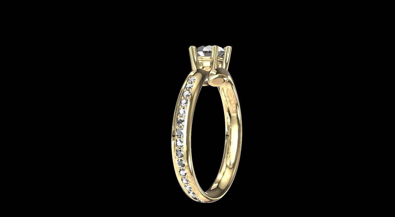 Rings diamond engagement ring gold 3D print model_17