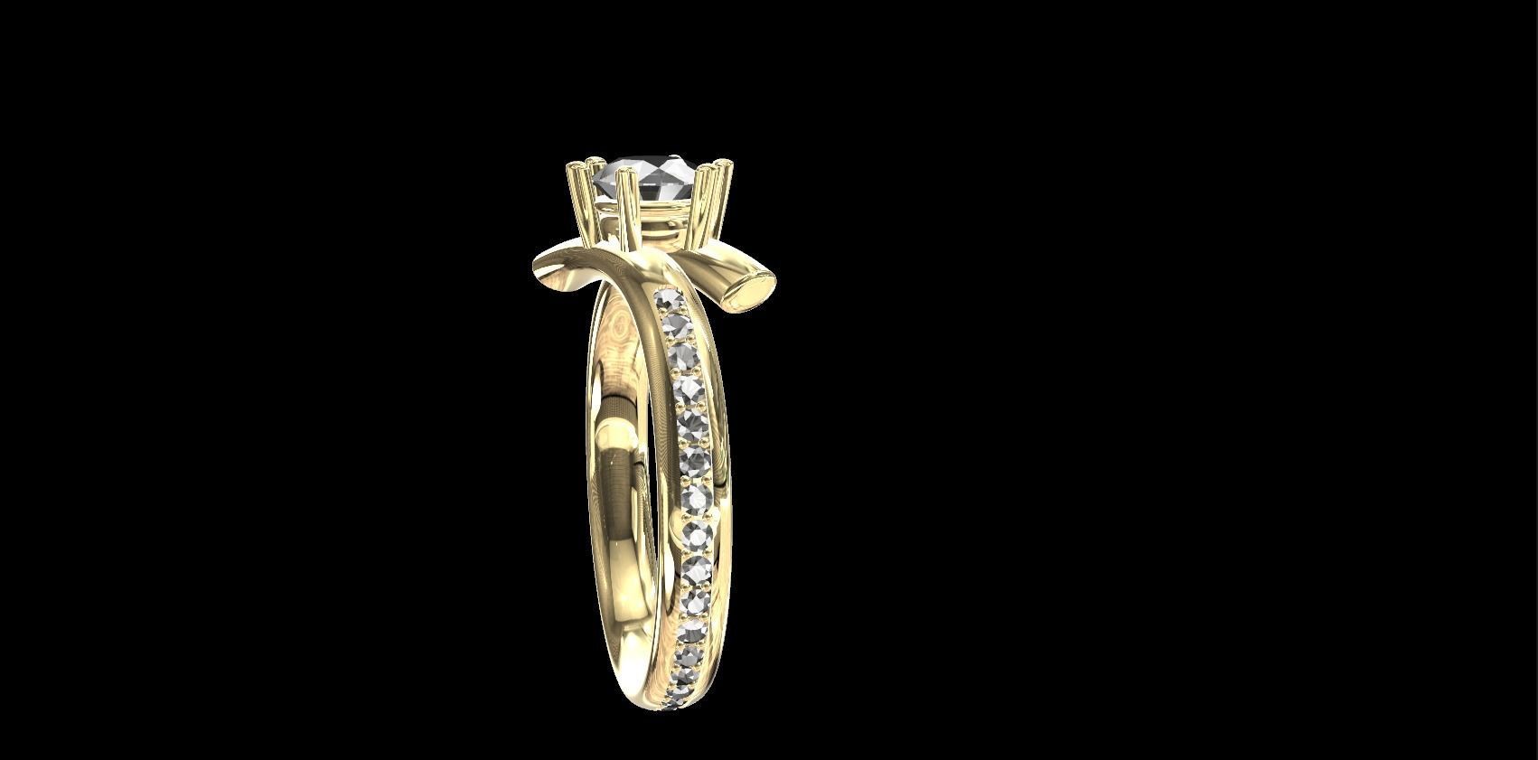 Rings diamond engagement ring gold 3D print model_18