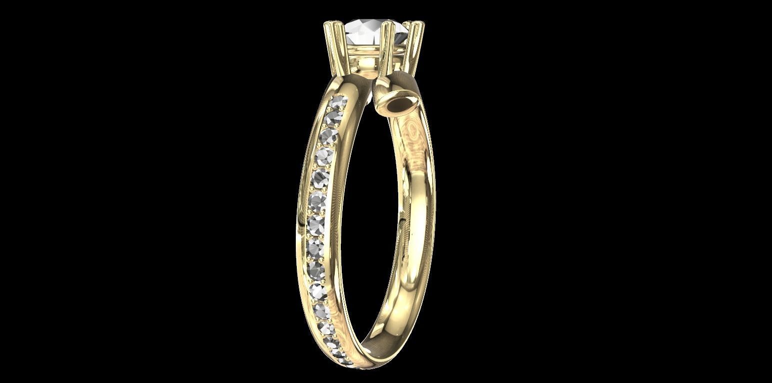 Rings diamond engagement ring gold 3D print model_2