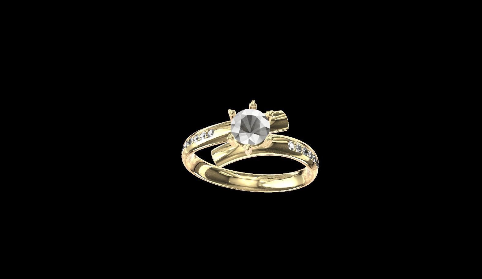 Rings diamond engagement ring gold 3D print model_6