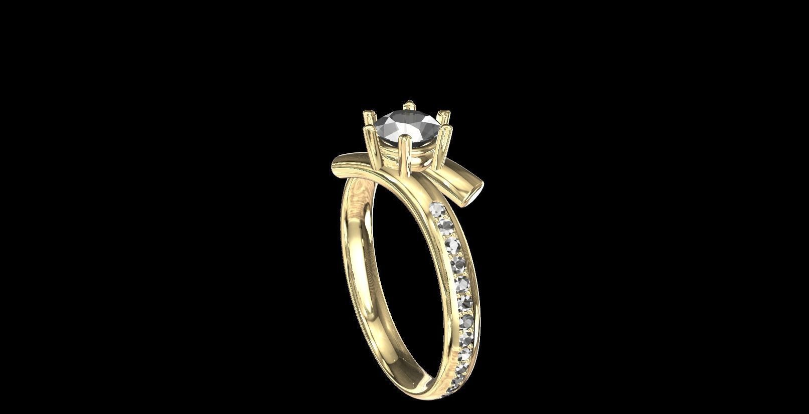 Rings diamond engagement ring gold 3D print model_13