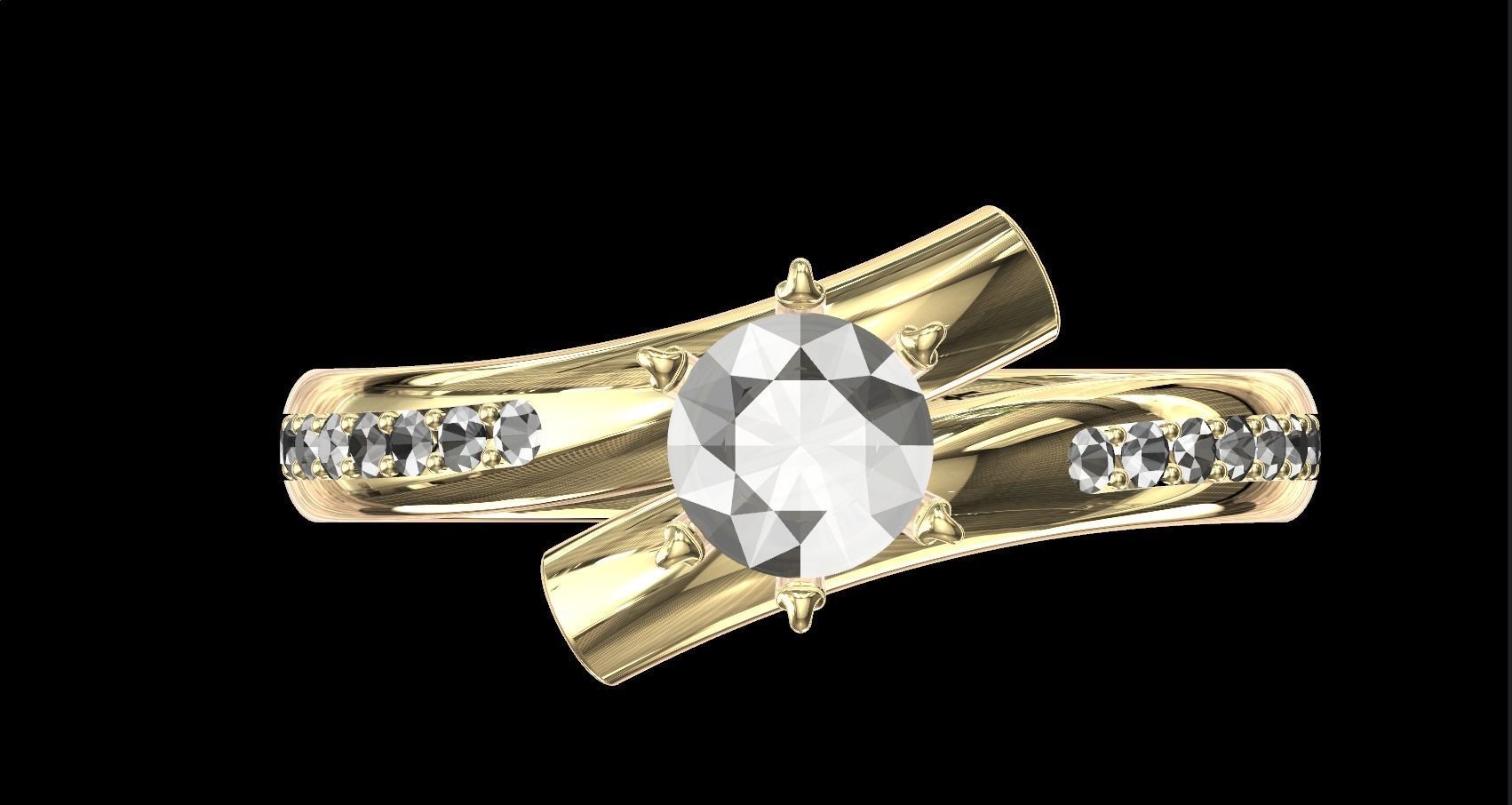 Rings diamond engagement ring gold 3D print model_10