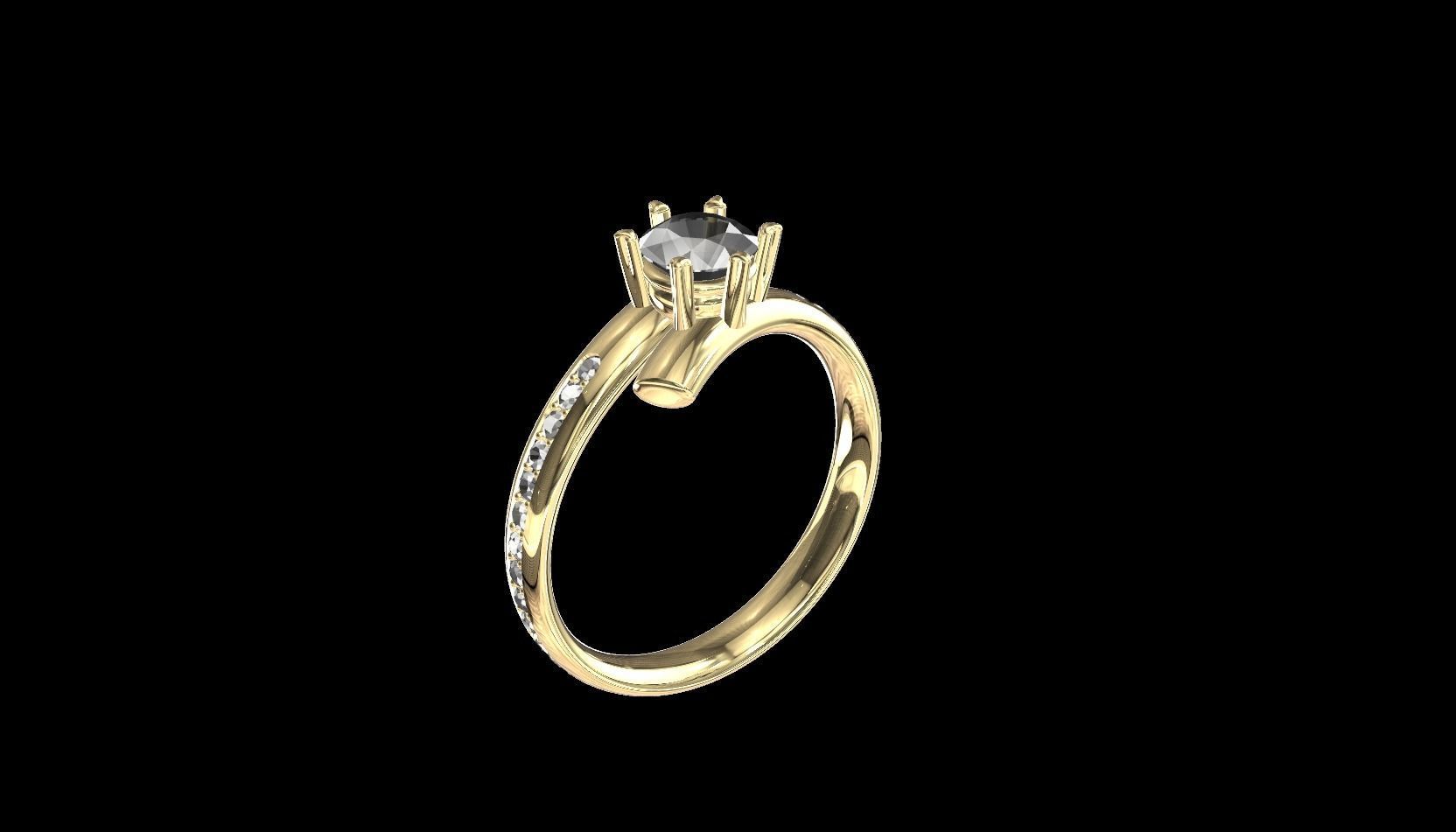 Rings diamond engagement ring gold 3D print model_12