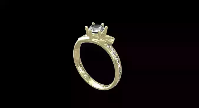 Rings diamond engagement ring gold 3D print model