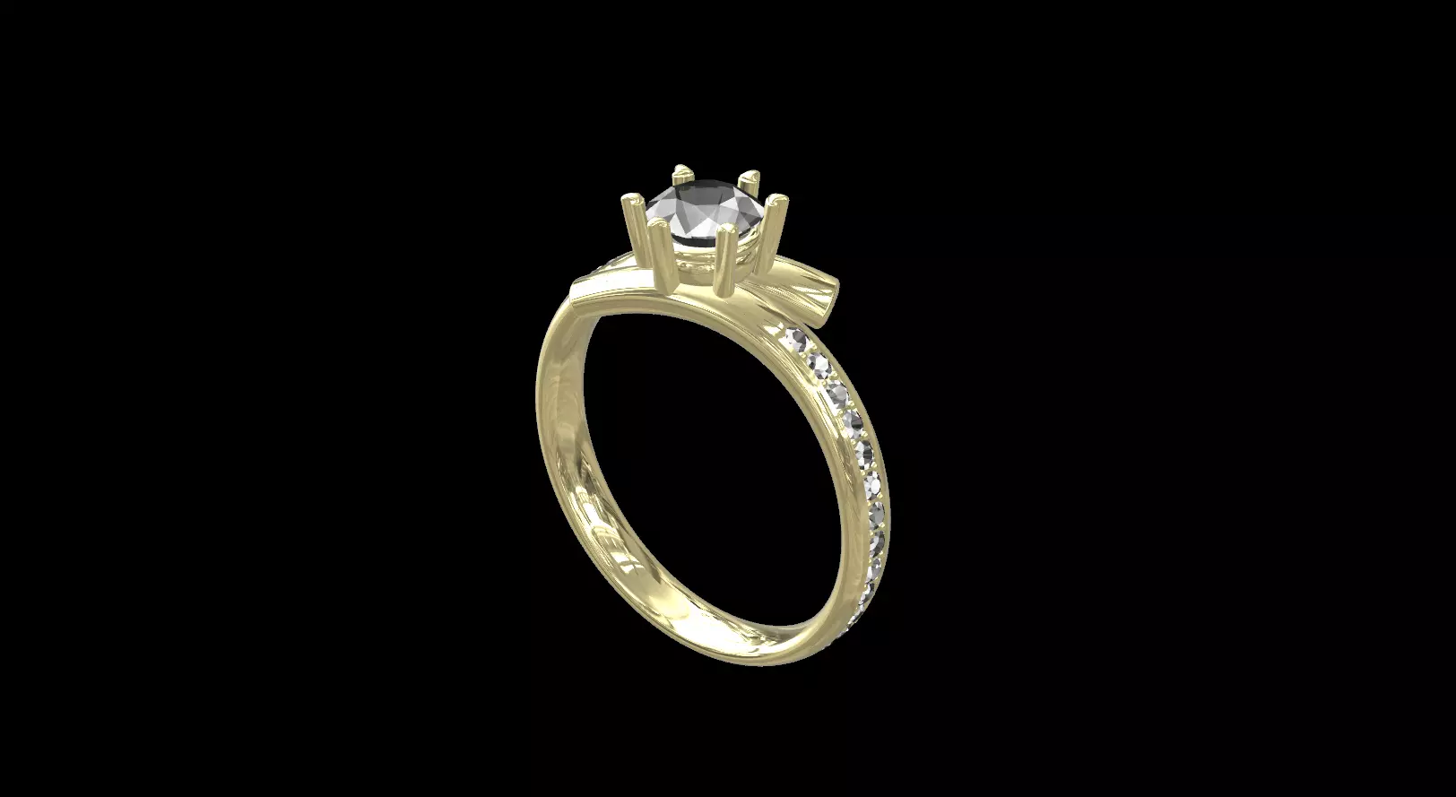 Rings diamond engagement ring gold 3D print model_0