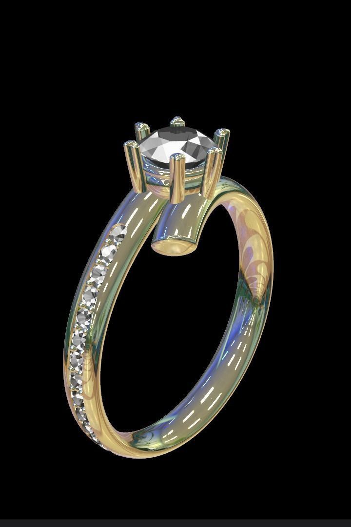 Rings diamond engagement ring gold 3D print model_16