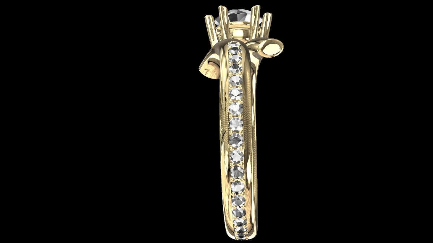 Rings diamond engagement ring gold 3D print model_5