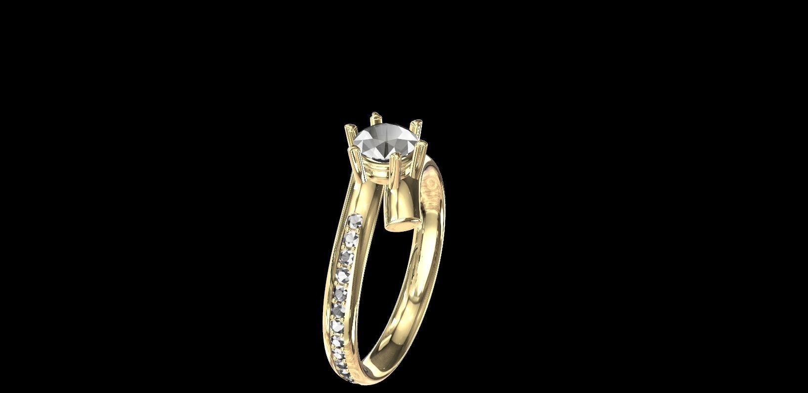 Rings diamond engagement ring gold 3D print model_7
