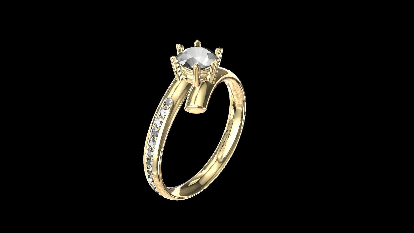 Rings diamond engagement ring gold 3D print model_3