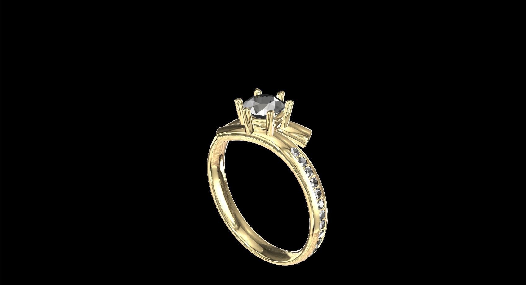 Rings diamond engagement ring gold 3D print model_11