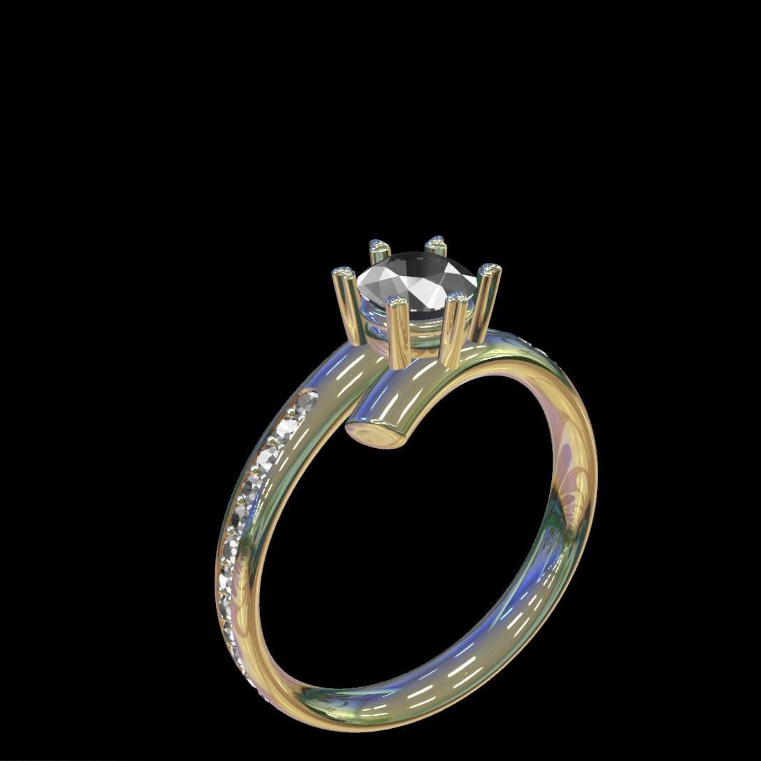 Rings diamond engagement ring gold 3D print model_14
