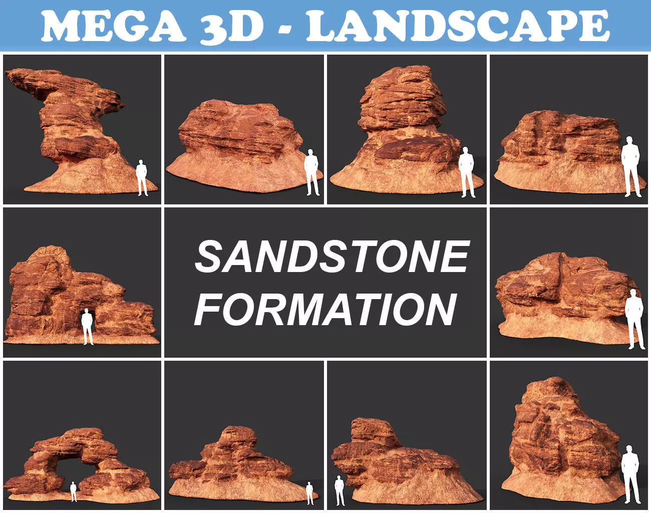 Low poly Sandstone Rock Formation - 210127 Low-poly 3D model_0