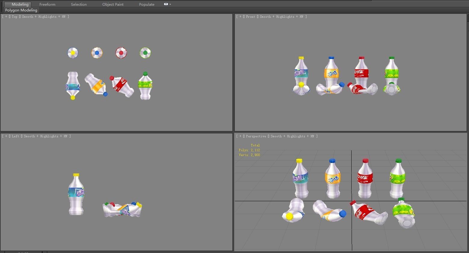 Carbonated drinks - Coca-Cola - soda - Recyclable wastes Low-poly 3D model_3