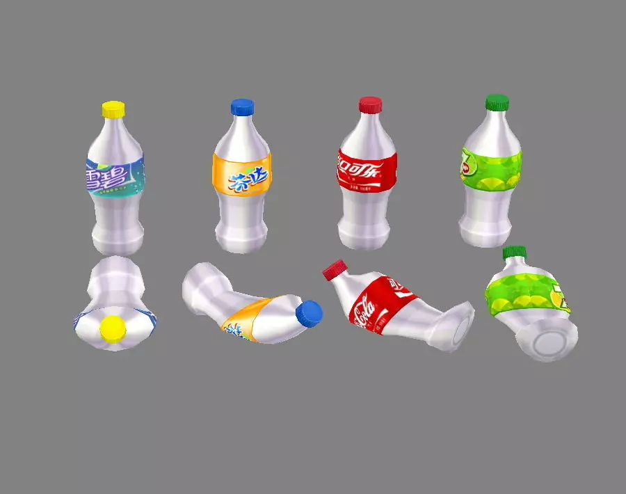 Carbonated drinks - Coca-Cola - soda - Recyclable wastes Low-poly 3D model_0