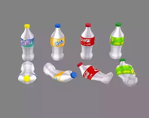 Carbonated drinks - Coca-Cola - soda - Recyclable wastes Low-poly 3D model