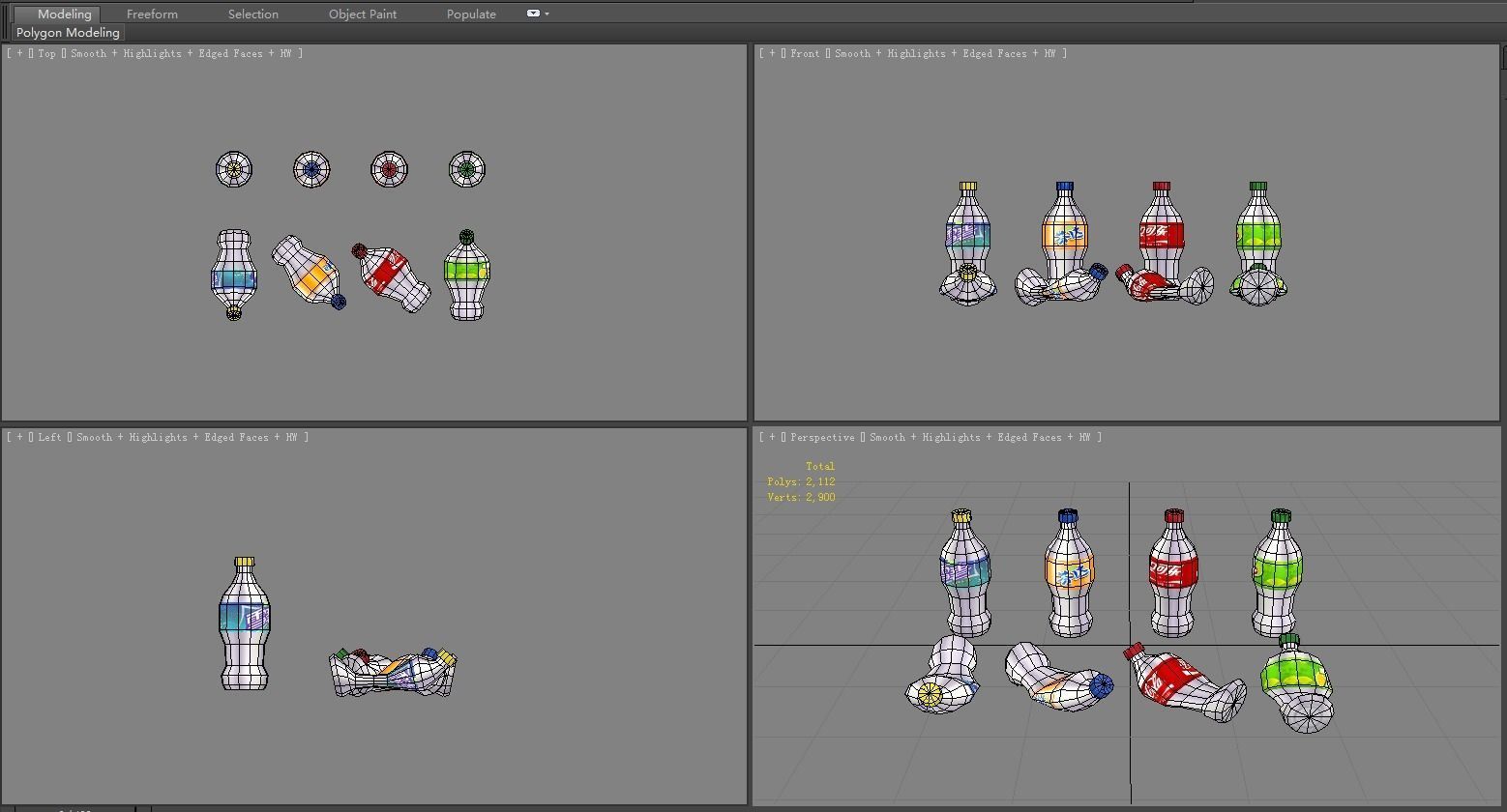 Carbonated drinks - Coca-Cola - soda - Recyclable wastes Low-poly 3D model_4