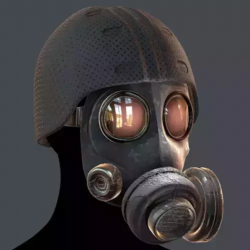 Gas mask helmet 3d model scifi Low-poly 