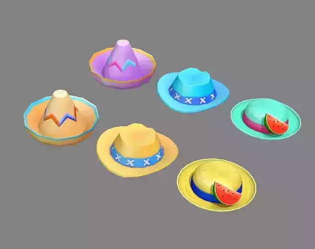 Cartoon beach hats