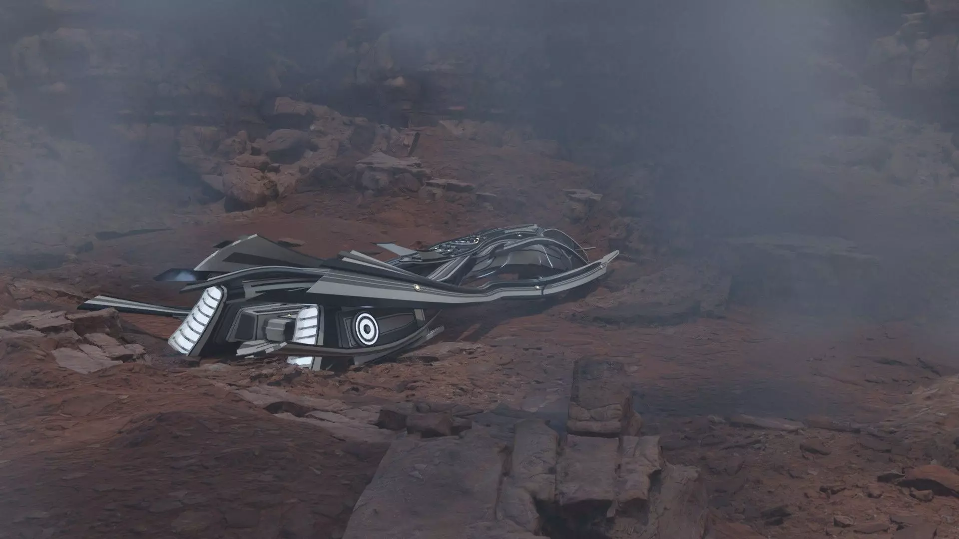 SCI FI Environment with Space Ship Free 3D model