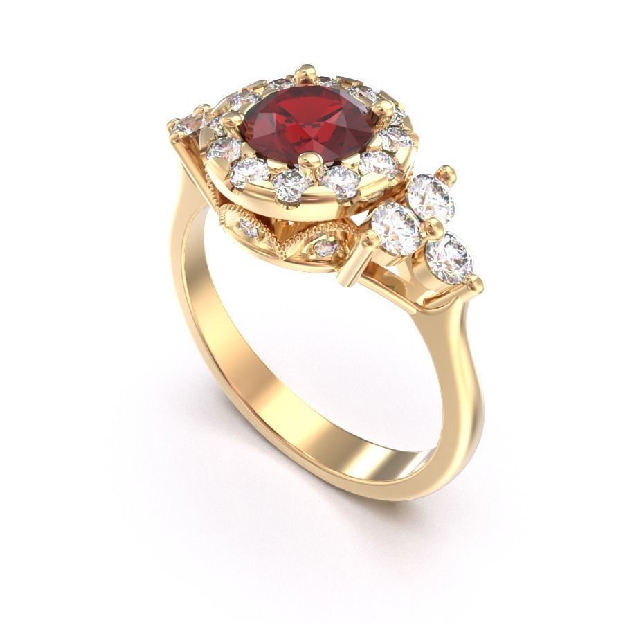 CJC7079 Ladies womans womens diamond ruby emerald Rings 3D print model_5