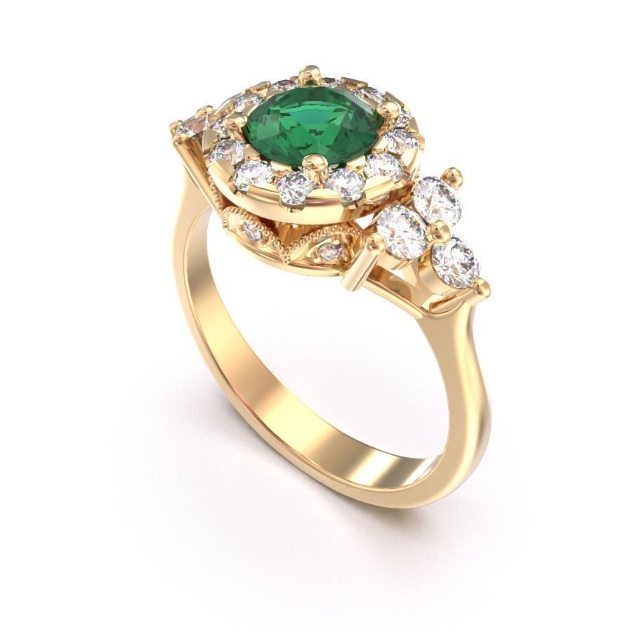 CJC7079 Ladies womans womens diamond ruby emerald Rings 3D print model_6