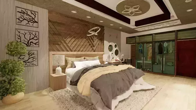 Modern Master Bedroom 3D model 3D model