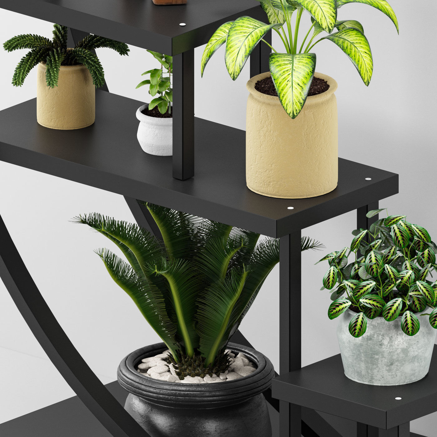 Half moon plant stand 3D model_1